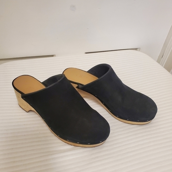 EC LOFT Black Suede Wood Clogs Size 9M, classic, casual, comfy - Picture 3 of 14
